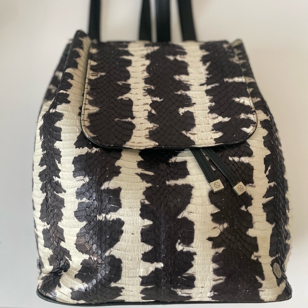 Elisabeth Weinstock Matte Black and White Starburst Matte Snakeskin Backpack